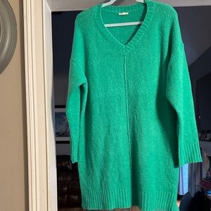 JODIFL green V-Neck Sweater dress